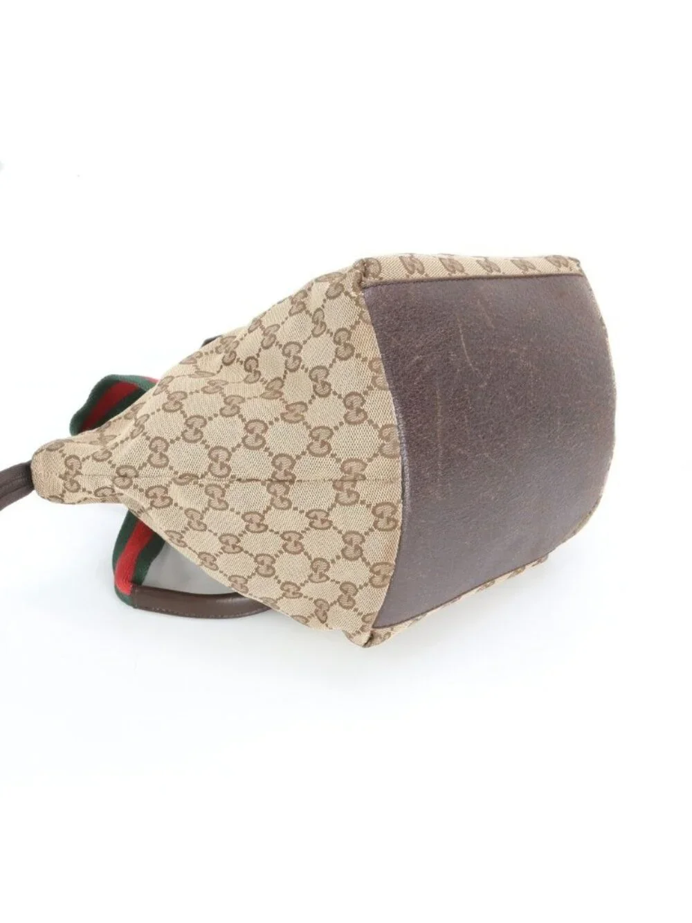 Gucci GG Canvas Sherry Line Leather Tote Shoulder Hand